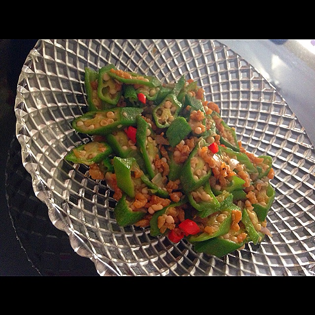 Stirfry Okra with Dried Shrimp frugalchef Dayre