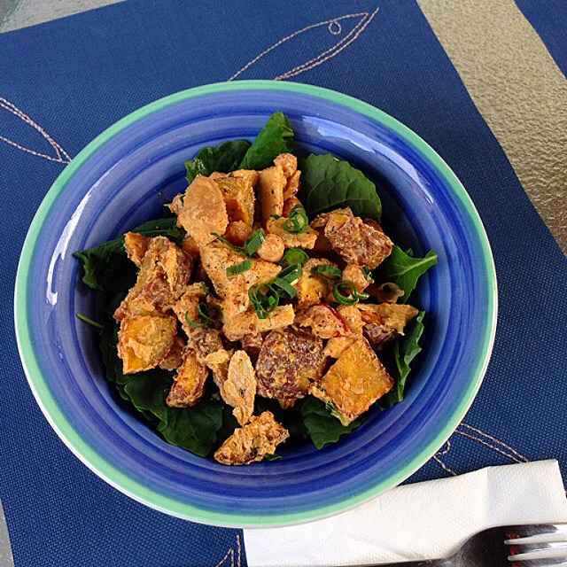 Roast Kumara & Chicken Salad with Curry Dressing Recipe