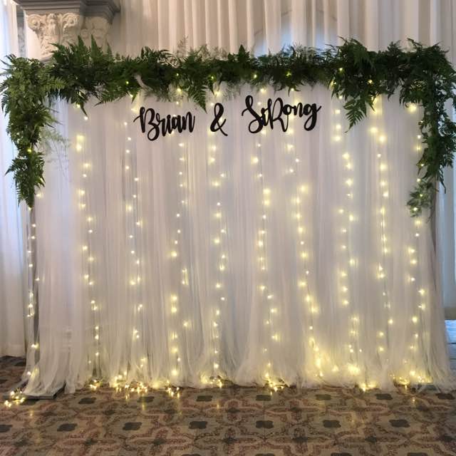 White Tulle Backdrop In Diffe Styles Propsandcrafts Dayre We Did A Morning Set Up In Chjimes Today For Our 2 5m By 3m White Tulle Backdrop With Fairy Lights And Customised Name Banner